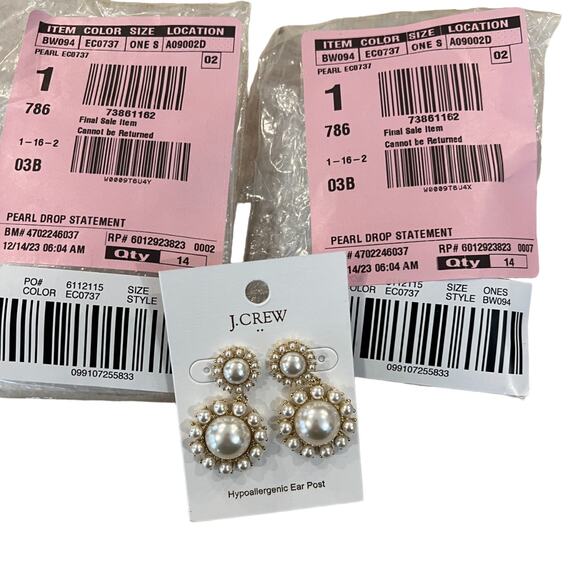 NWT J. Crew Gold Pearl Drop Elegant Earrings - Picture 6 of 6